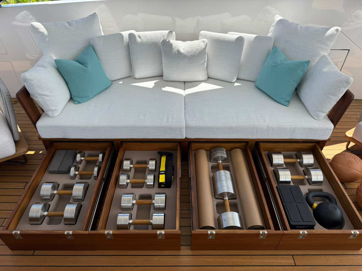 Custom onboard wellness joinery aboard M/Y Canoe Canoe