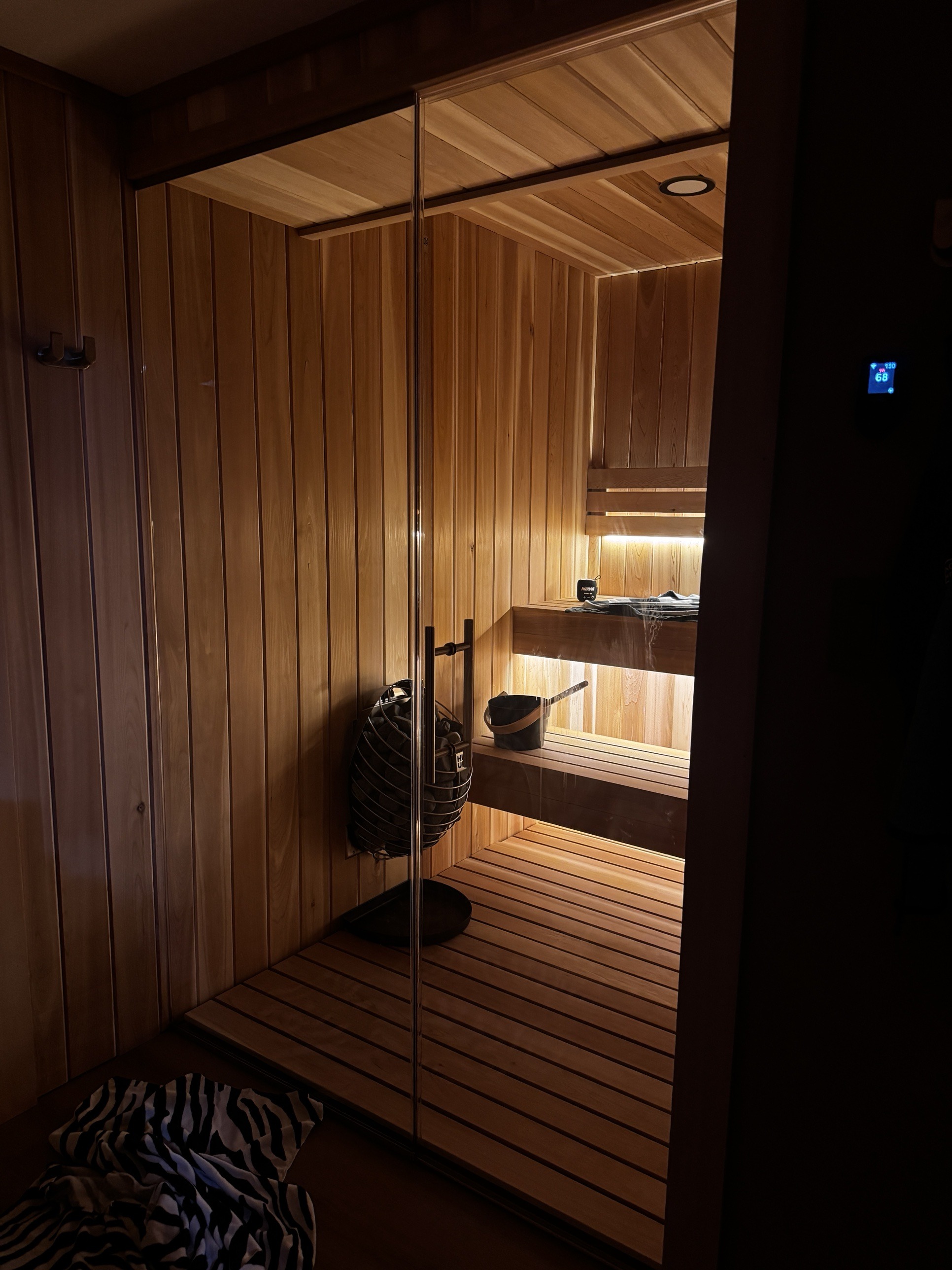 Jericho Private Estate cedar sauna — interior detail